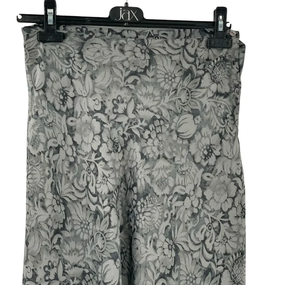 Limited Women's Lined Maxi Skirt‎ Gray/Black Floral Side Buttons Flowy Size 10